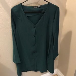 Nasty Gal Emerald Green Button Down Dress